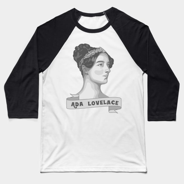 Ada Lovelace Portrait Baseball T-Shirt by Slightly Unhinged